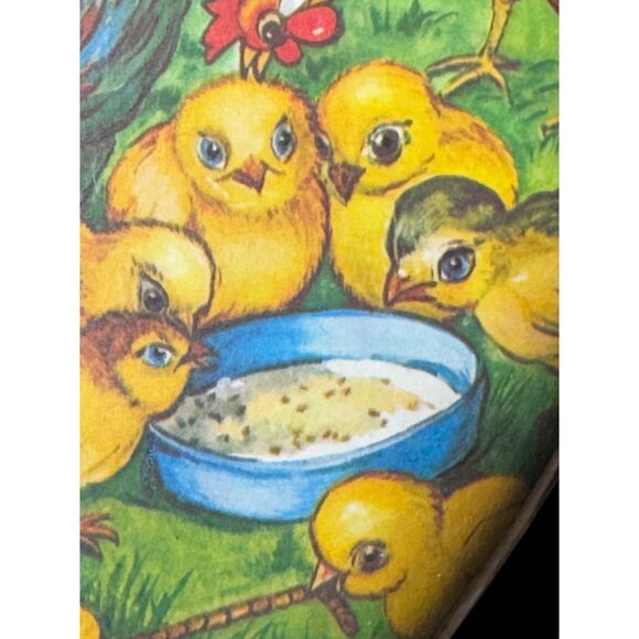 Vintage Germany Paper Mache Heart-Shaped  Box With Rooster Chicks Design Easter - Picture 3 of 10